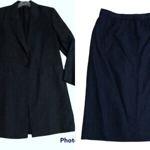 ICI a Bonders Division skirt jacket set wool dark gray pinstripe M/L steampunk
